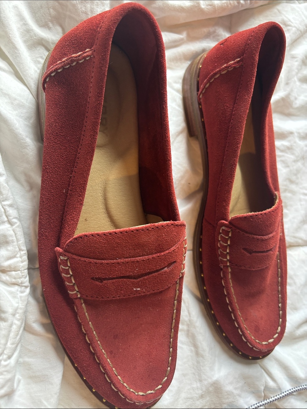 Women’s Suede Sperry Red Penny Loafers 7.5
